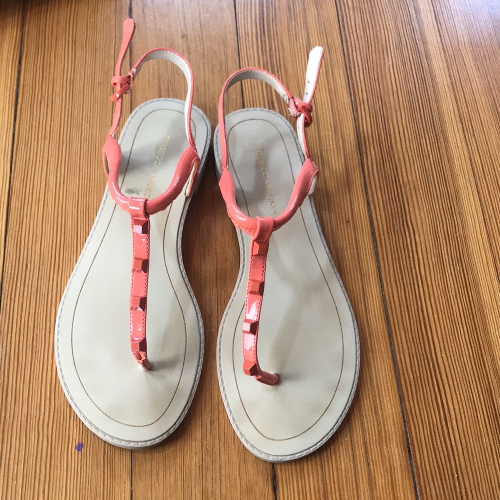 Rebecca Minkoff "Grace" Sandals 7 coral patent